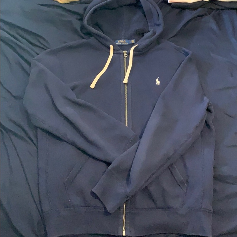 Polo Navy Blue Zip Up Hoodie